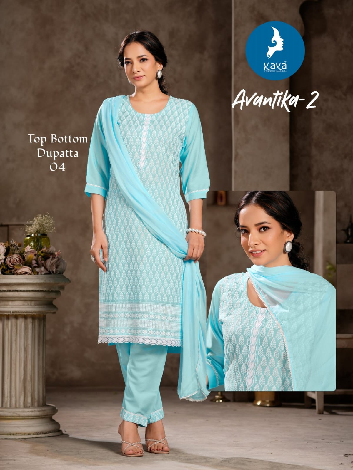 Avantika 2 By Kaya Rayon Kurti With Bottom Dupatta Wholesale In India